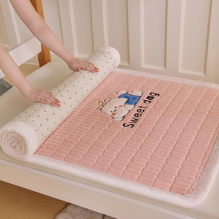 91家纺网 家纺一手货源 找家纺 （总）悠米悠家 2025新款学生款兔毛绒刺绣夹棉上下铺床褥