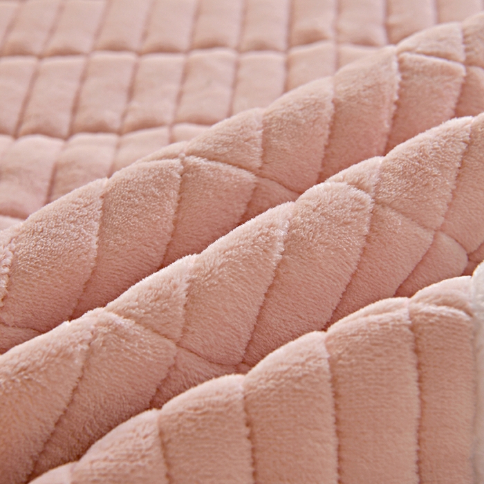 91家纺网 家纺一手货源 找家纺 悠米悠家 2025新款学生款兔毛绒刺绣夹棉上下铺床褥 小狗-粉色