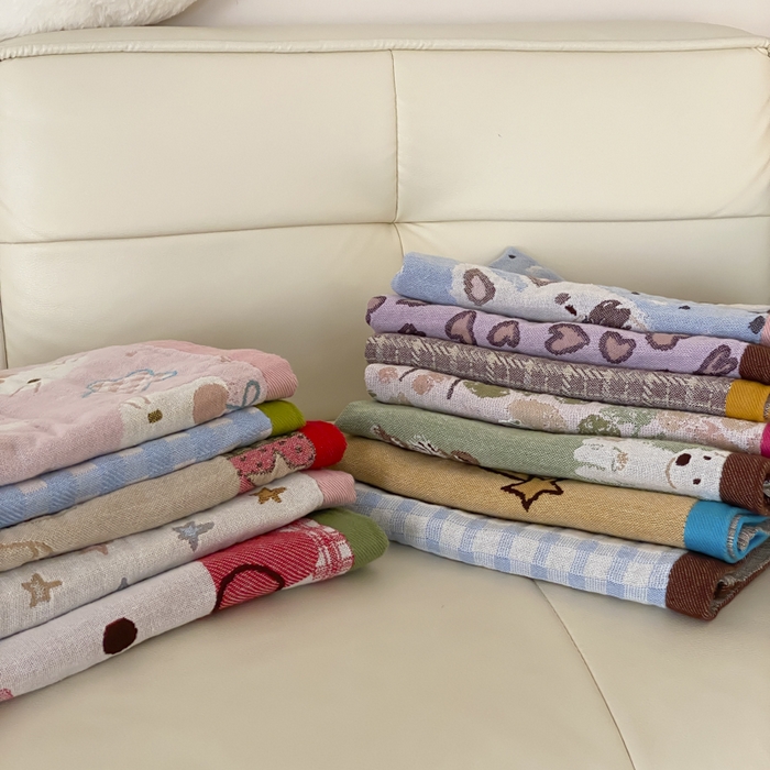 91家纺网 家纺一手货源 找家纺 麻依 2025新款治愈风全棉纯棉四层纱布枕巾 组合图仅供展示不可下单