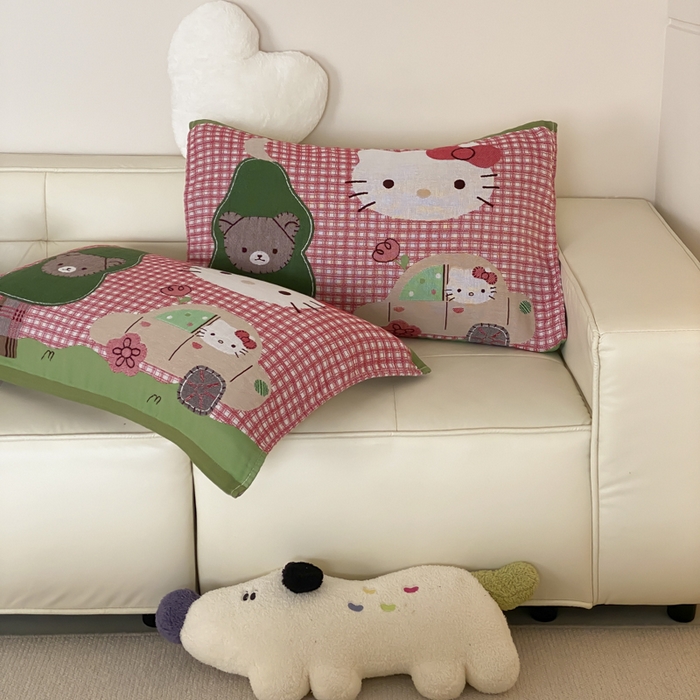 91家纺网 家纺一手货源 找家纺 麻依 2025新款治愈风全棉纯棉四层纱布枕巾 KT时光