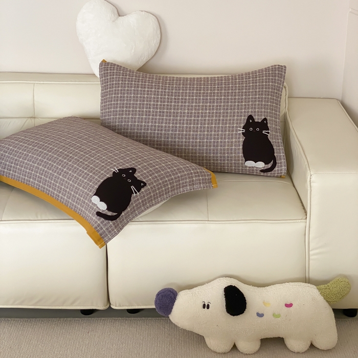 91家纺网 家纺一手货源 找家纺 麻依 2025新款治愈风全棉纯棉四层纱布枕巾 可可小猫