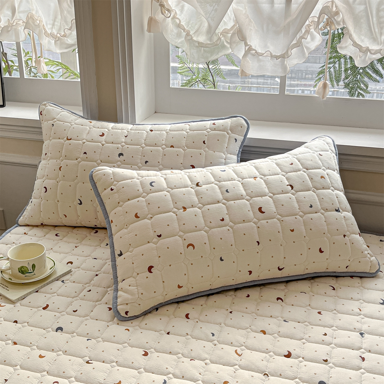 91家纺网 家纺一手货源 找家纺 九亭家纺 2025新款A类皱皱纱印花防水夹棉床笠 普通款-星眠之榻