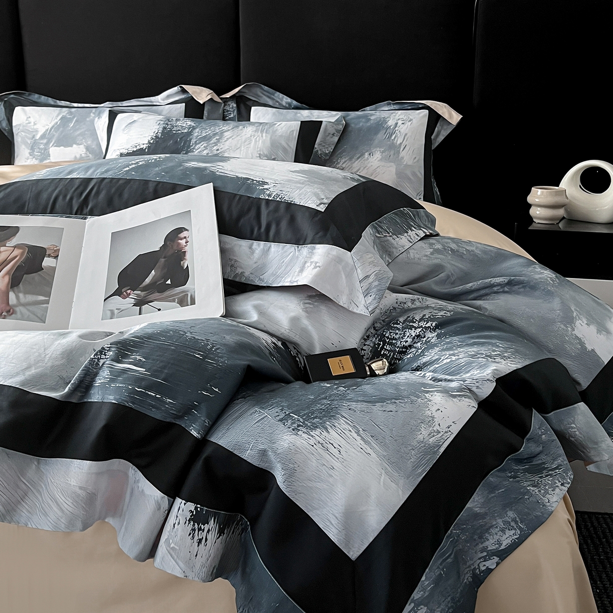 91家纺网 家纺一手货源 找家纺 置顶家纺 2025新款渲染亲肤系列数码印花四件套 渲染-香槟