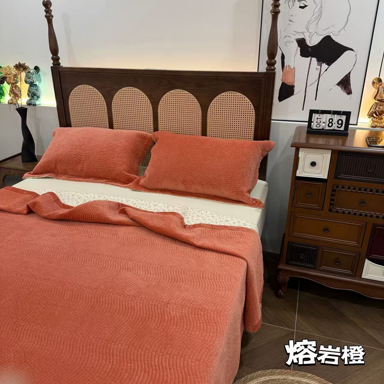 91家纺网 家纺一手货源 找家纺 （总）床盖工厂店 2025新款婴儿绒纯色填充棉花床盖三件套