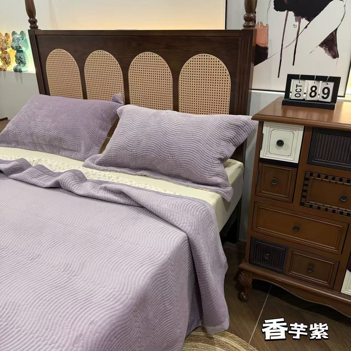 91家纺网 家纺一手货源 找家纺 （总）床盖工厂店 2025新款婴儿绒纯色填充棉花床盖三件套