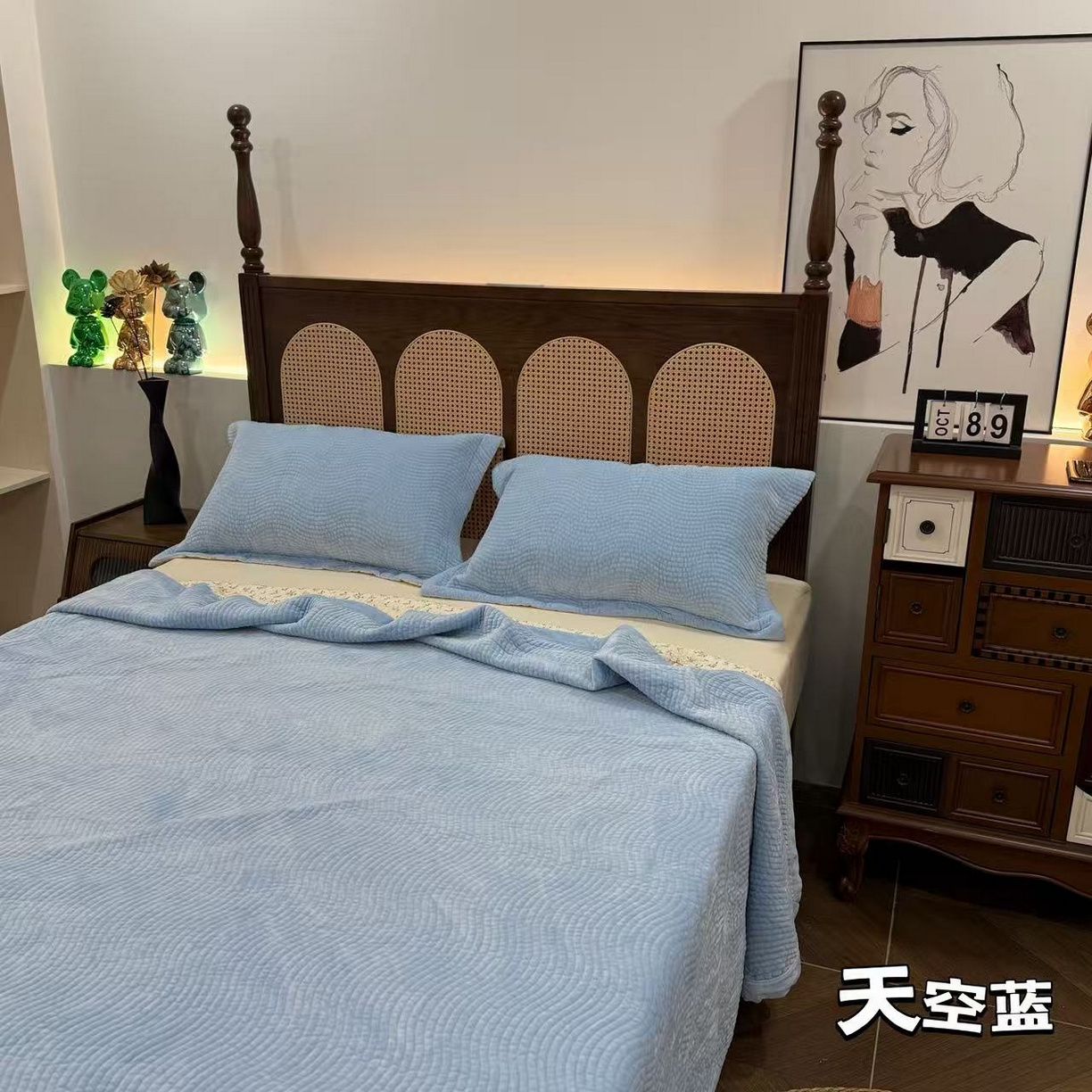 91家纺网 家纺一手货源 找家纺 （总）床盖工厂店 2025新款婴儿绒纯色填充棉花床盖三件套