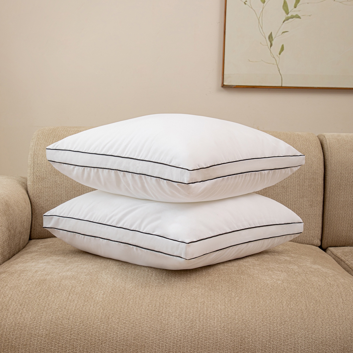 91家纺网 家纺一手货源 找家纺 （总）沐沐家纺 2025新款立体黑边磨毛枕芯