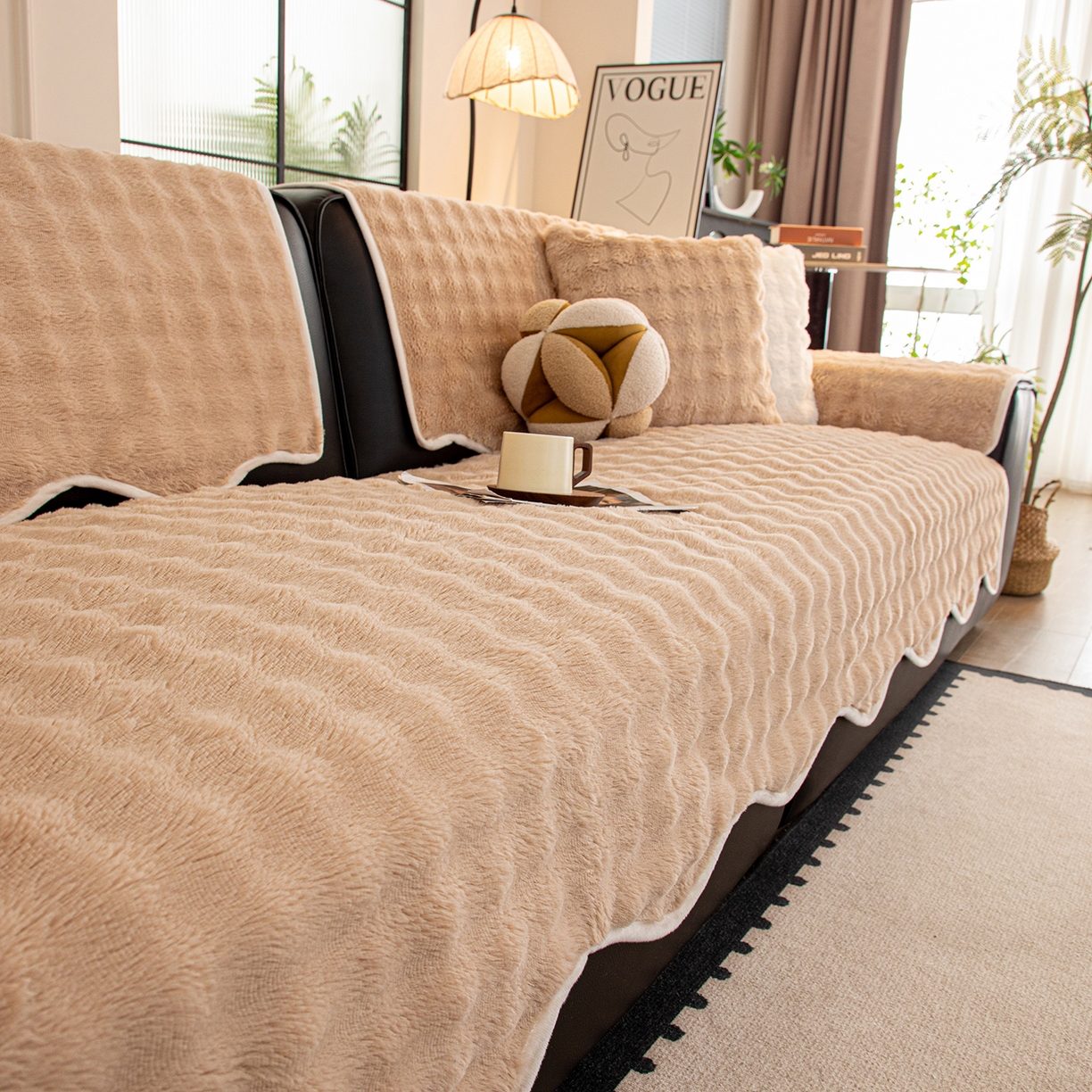 91家纺网 家纺一手货源 找家纺 （总）沐沐家纺 2025新款兔毛沙发垫