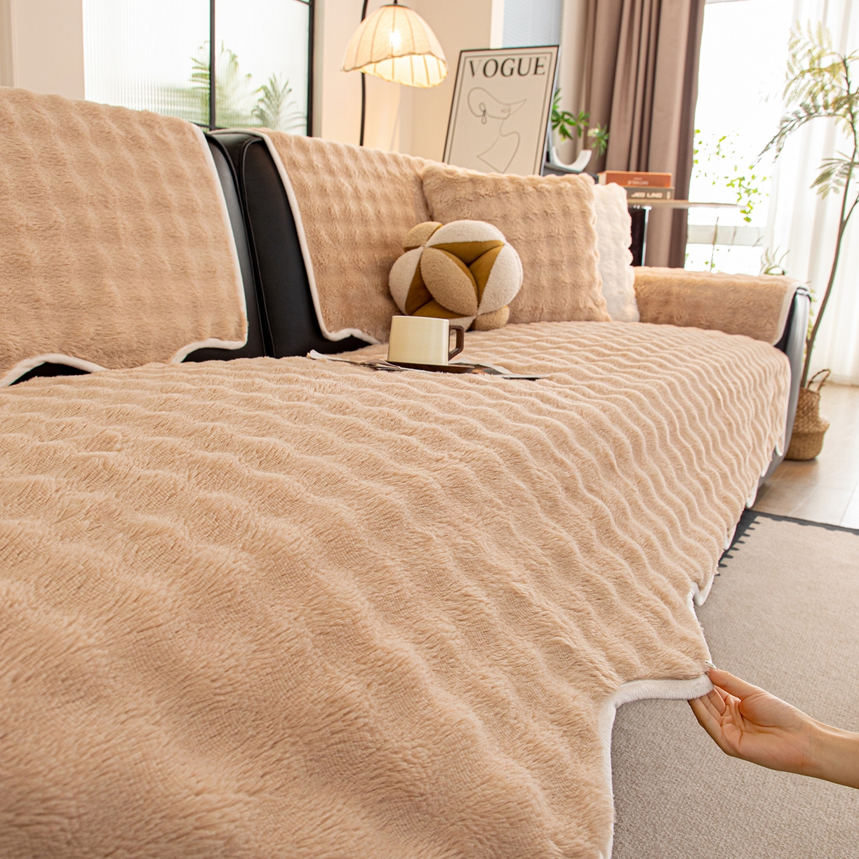 91家纺网 家纺一手货源 找家纺 （总）沐沐家纺 2025新款兔毛沙发垫