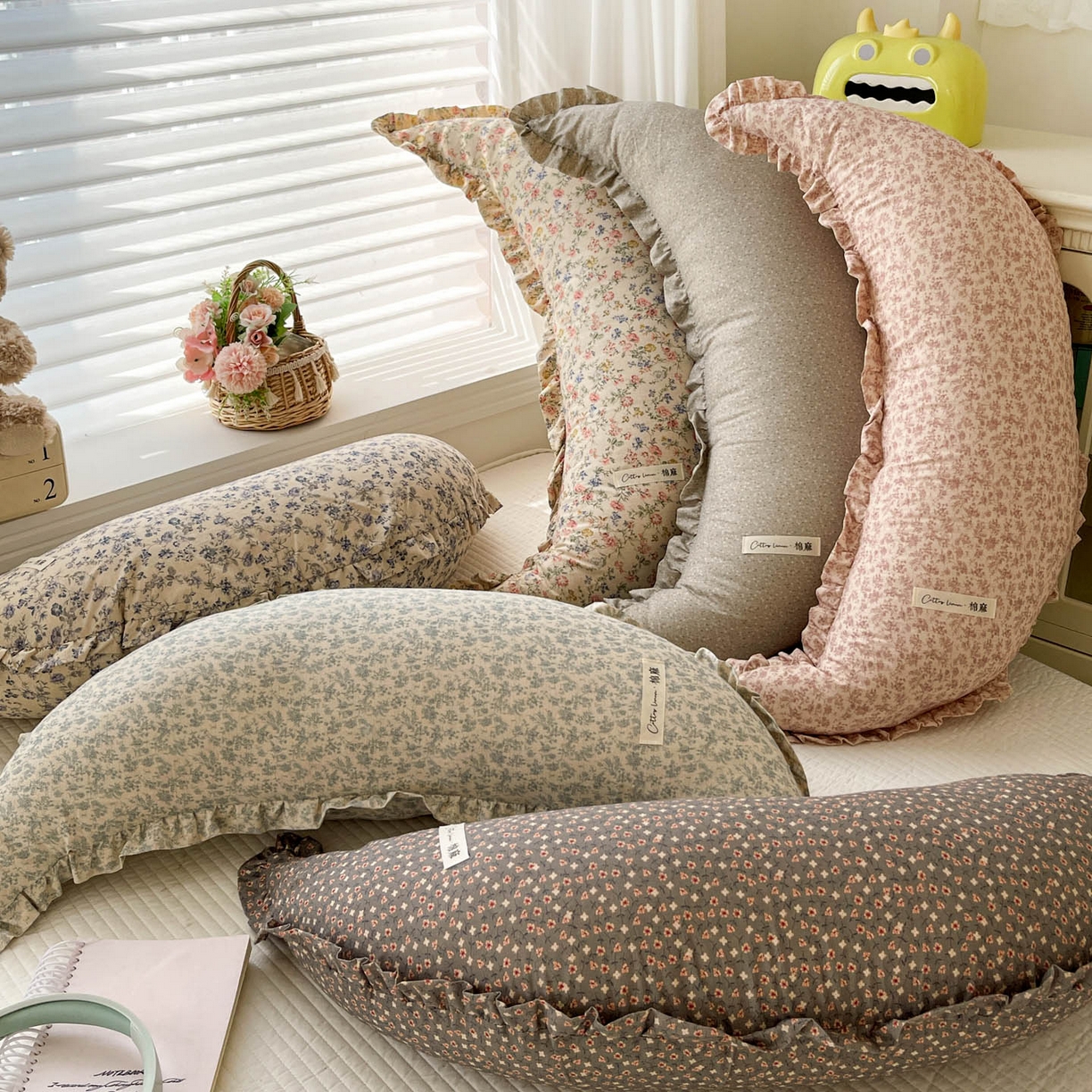 91家纺网 家纺一手货源 找家纺 亦帆枕芯 2025新款棉麻月牙抱枕宝宝安抚枕可拆洗床头靠垫孕妇枕夹腿抱枕25x80cm 015号棉麻月牙抱枕