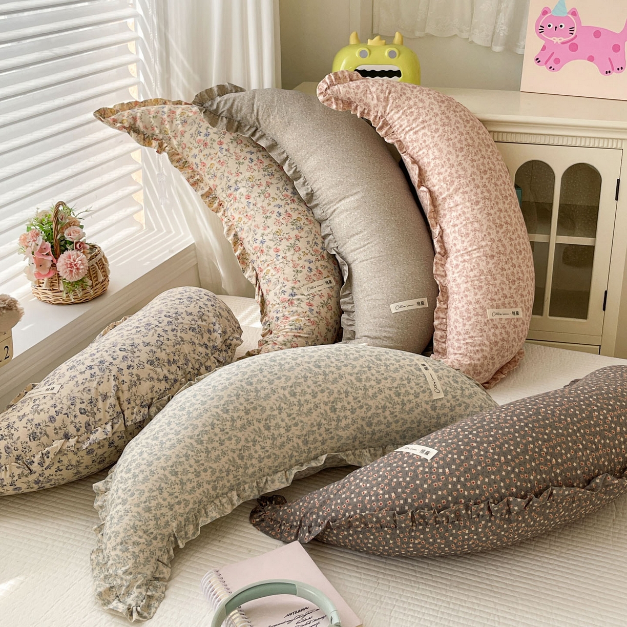 91家纺网 家纺一手货源 找家纺 亦帆枕芯 2025新款棉麻月牙抱枕宝宝安抚枕可拆洗床头靠垫孕妇枕夹腿抱枕25x80cm 010号棉麻月牙抱枕