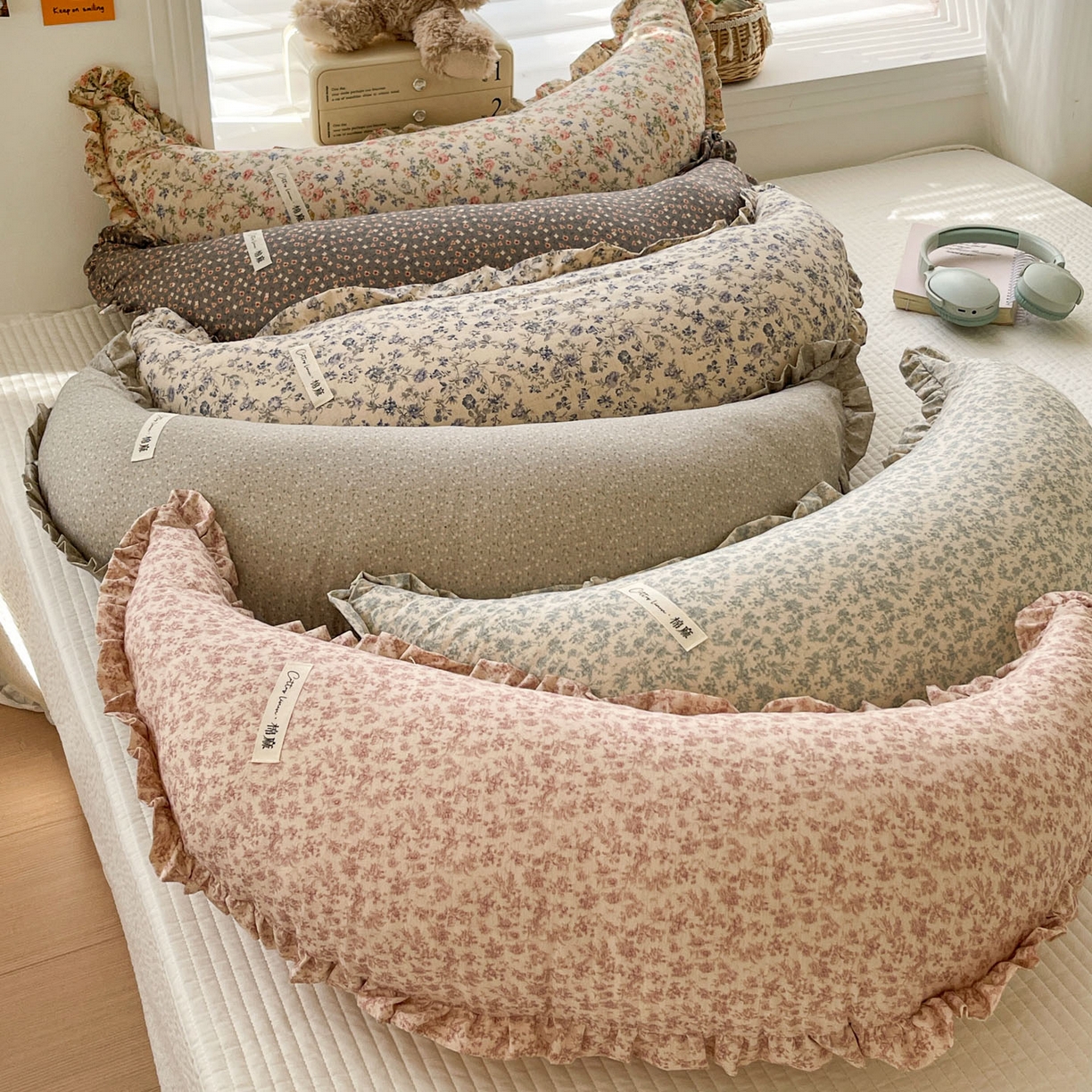 91家纺网 家纺一手货源 找家纺 亦帆枕芯 2025新款棉麻月牙抱枕宝宝安抚枕可拆洗床头靠垫孕妇枕夹腿抱枕25x80cm 010号棉麻月牙抱枕