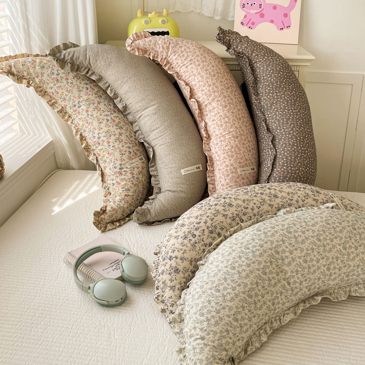 91家纺网 家纺一手货源 找家纺 亦帆枕芯 2025新款棉麻月牙抱枕宝宝安抚枕可拆洗床头靠垫孕妇枕夹腿抱枕25x80cm 001号棉麻月牙抱枕