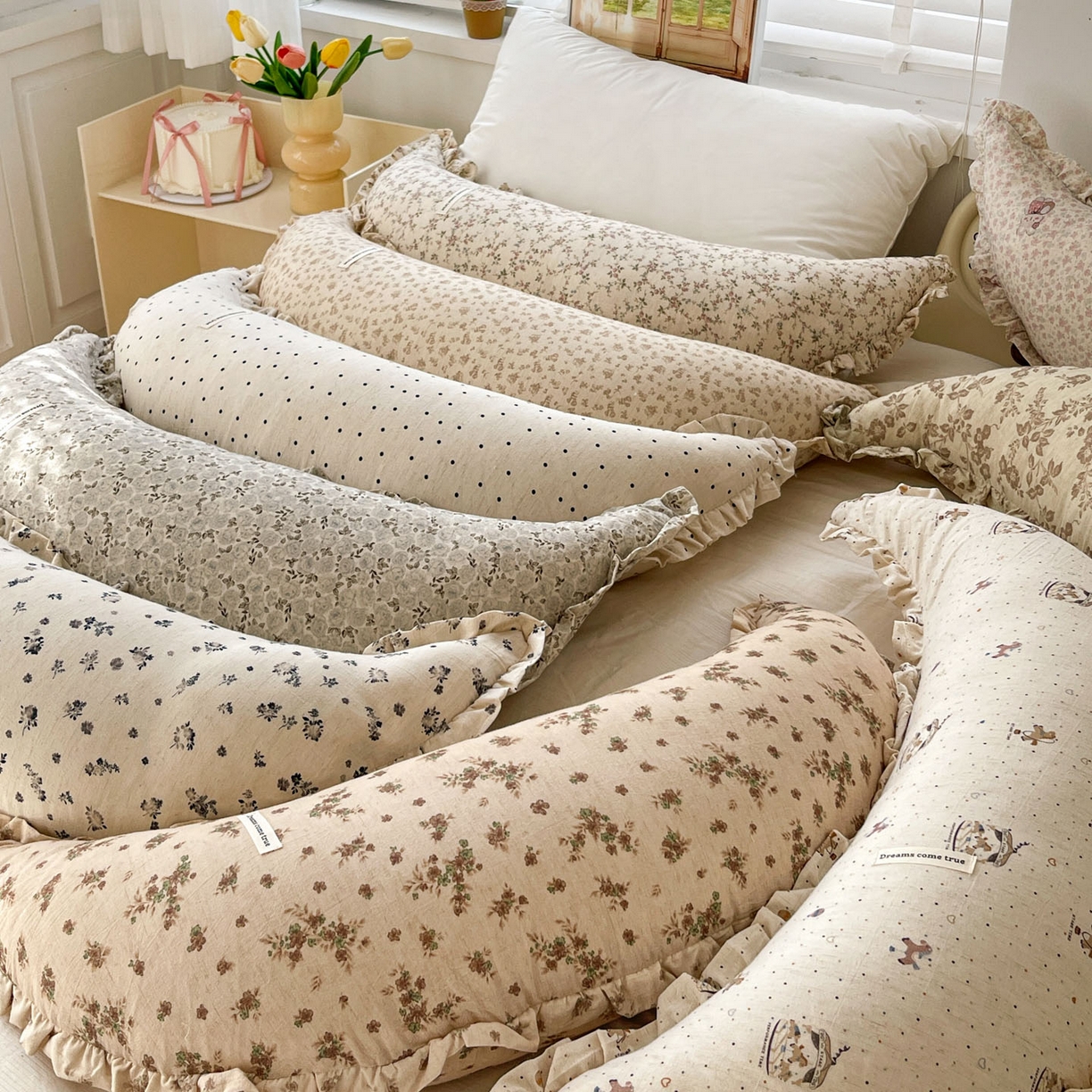 91家纺网 家纺一手货源 找家纺 亦帆枕芯 2025新款棉麻月牙抱枕宝宝安抚枕可拆洗床头靠垫孕妇枕夹腿抱枕25x80cm 011号棉麻月牙抱枕