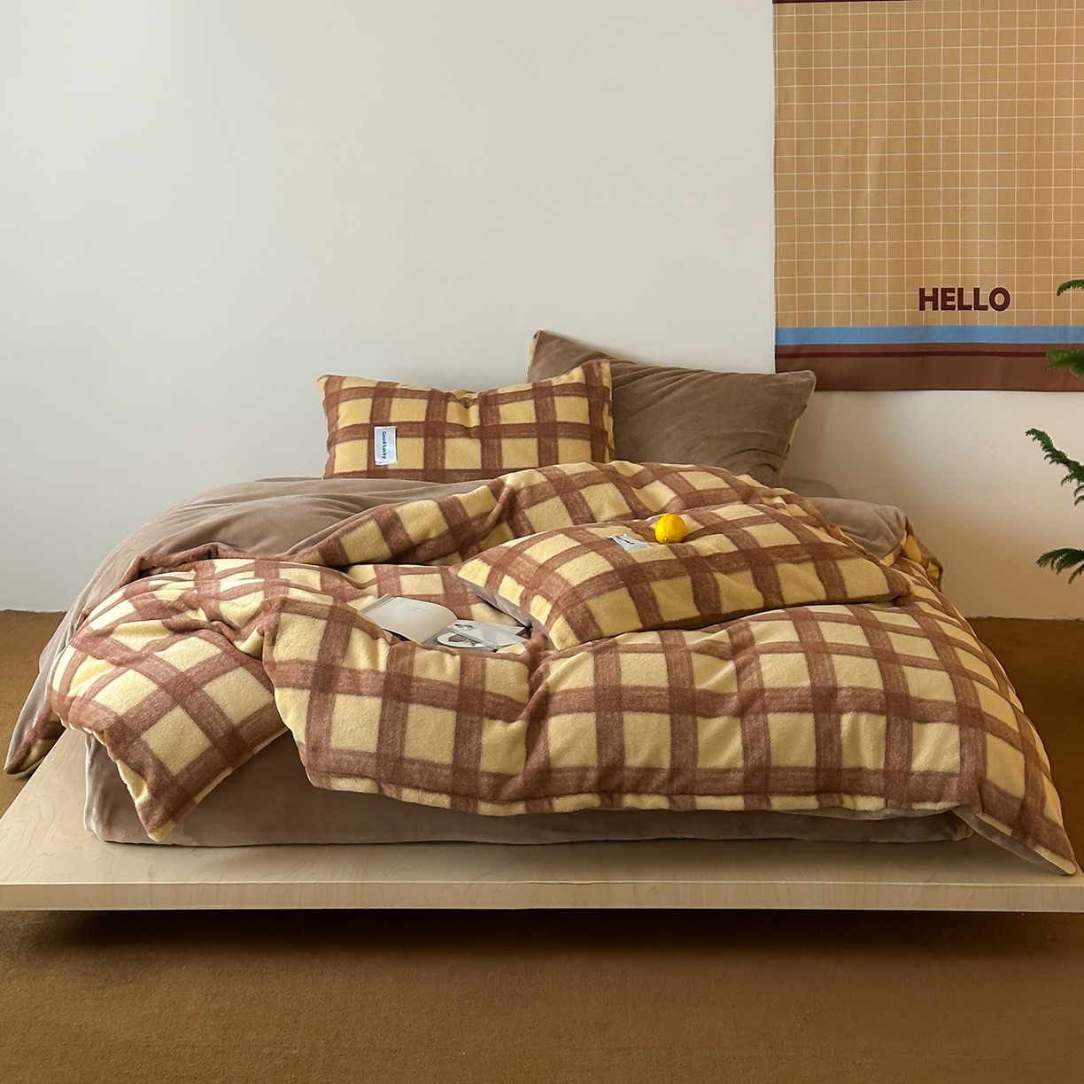 （总）桃子家居 2025新款A类高级仿生绵羊绒织标工艺复古简约秋冬限定款加厚牛奶绒系列四件套