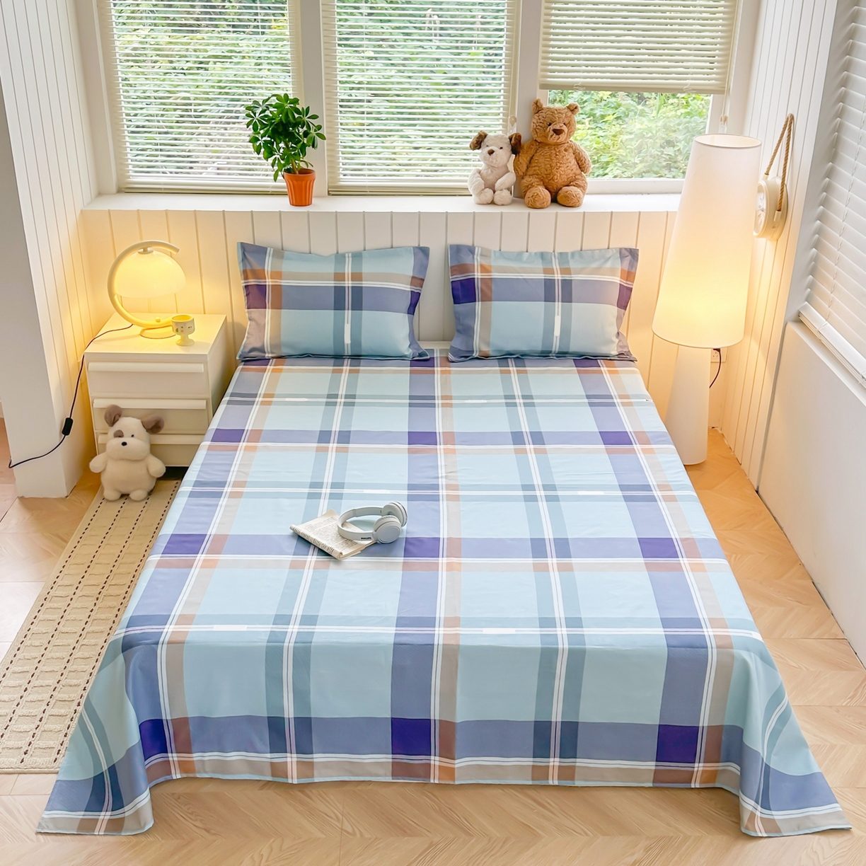 91家纺网 家纺一手货源 找家纺  简冠家纺 2025直播爆款北欧风亲肤植物羊绒磨毛四件套 彩韵