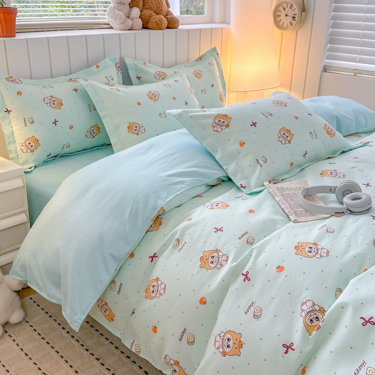 91家纺网 家纺一手货源 找家纺  简冠家纺 2025直播爆款北欧风亲肤植物羊绒磨毛四件套 调皮萌宠