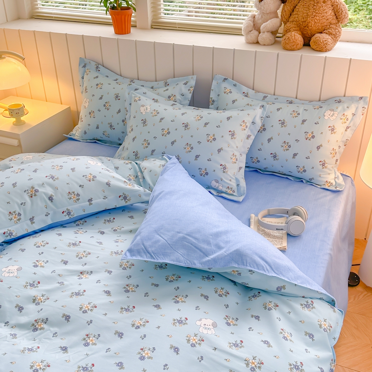 91家纺网 家纺一手货源 找家纺  简冠家纺 2025直播爆款北欧风亲肤植物羊绒磨毛四件套 嘟嘟宝贝