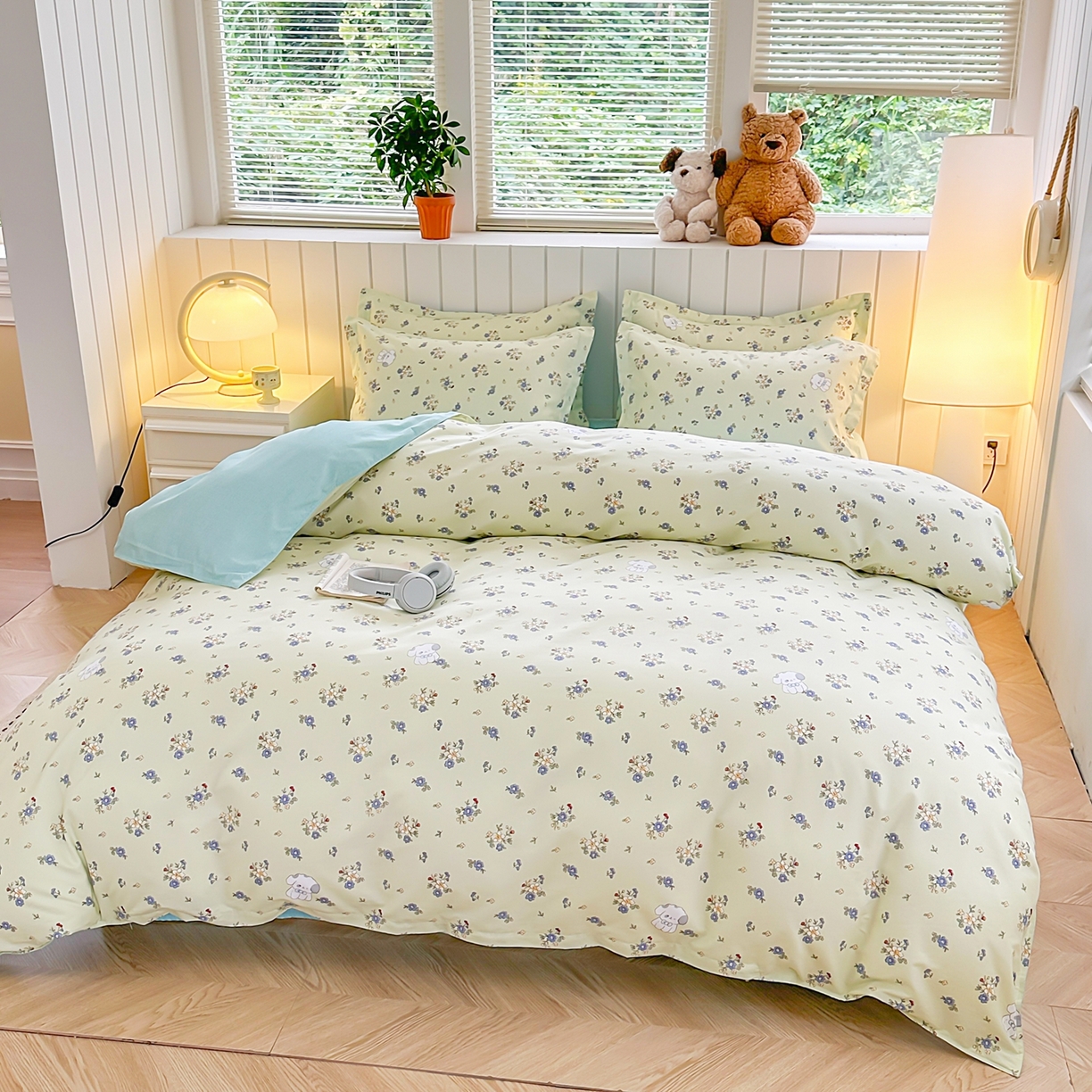 91家纺网 家纺一手货源 找家纺  简冠家纺 2025直播爆款北欧风亲肤植物羊绒磨毛四件套 嘟嘟宝贝-黄