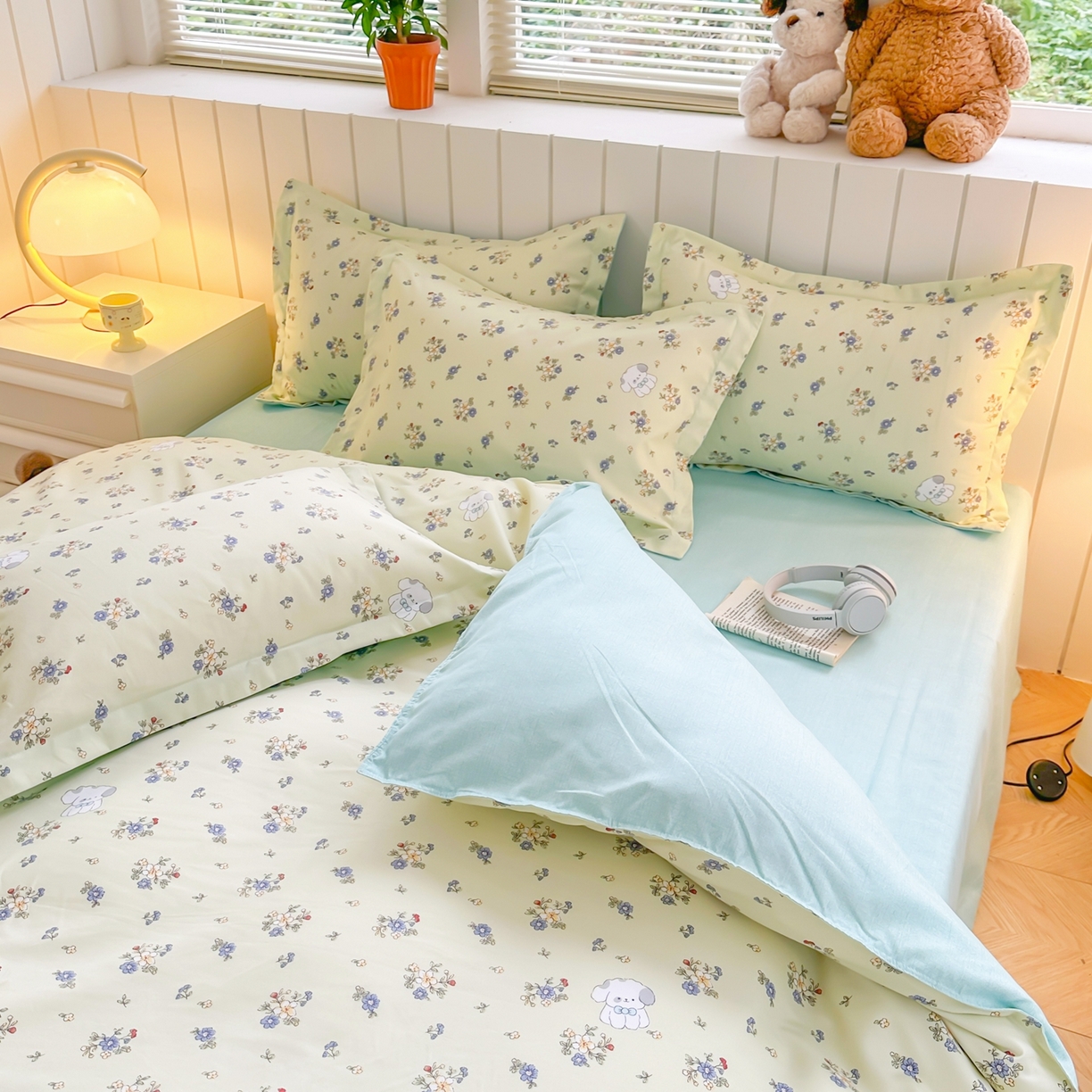 91家纺网 家纺一手货源 找家纺  简冠家纺 2025直播爆款北欧风亲肤植物羊绒磨毛四件套 嘟嘟宝贝-黄