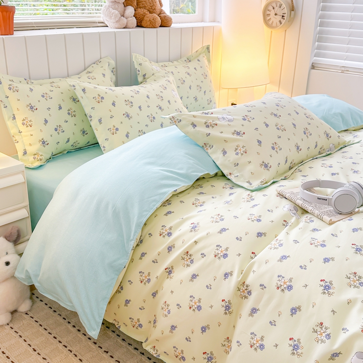 91家纺网 家纺一手货源 找家纺  简冠家纺 2025直播爆款北欧风亲肤植物羊绒磨毛四件套 嘟嘟宝贝-黄