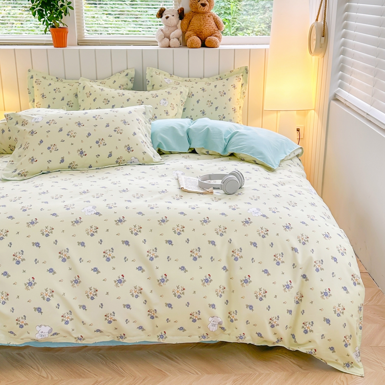 91家纺网 家纺一手货源 找家纺  简冠家纺 2025直播爆款北欧风亲肤植物羊绒磨毛四件套 嘟嘟宝贝-黄