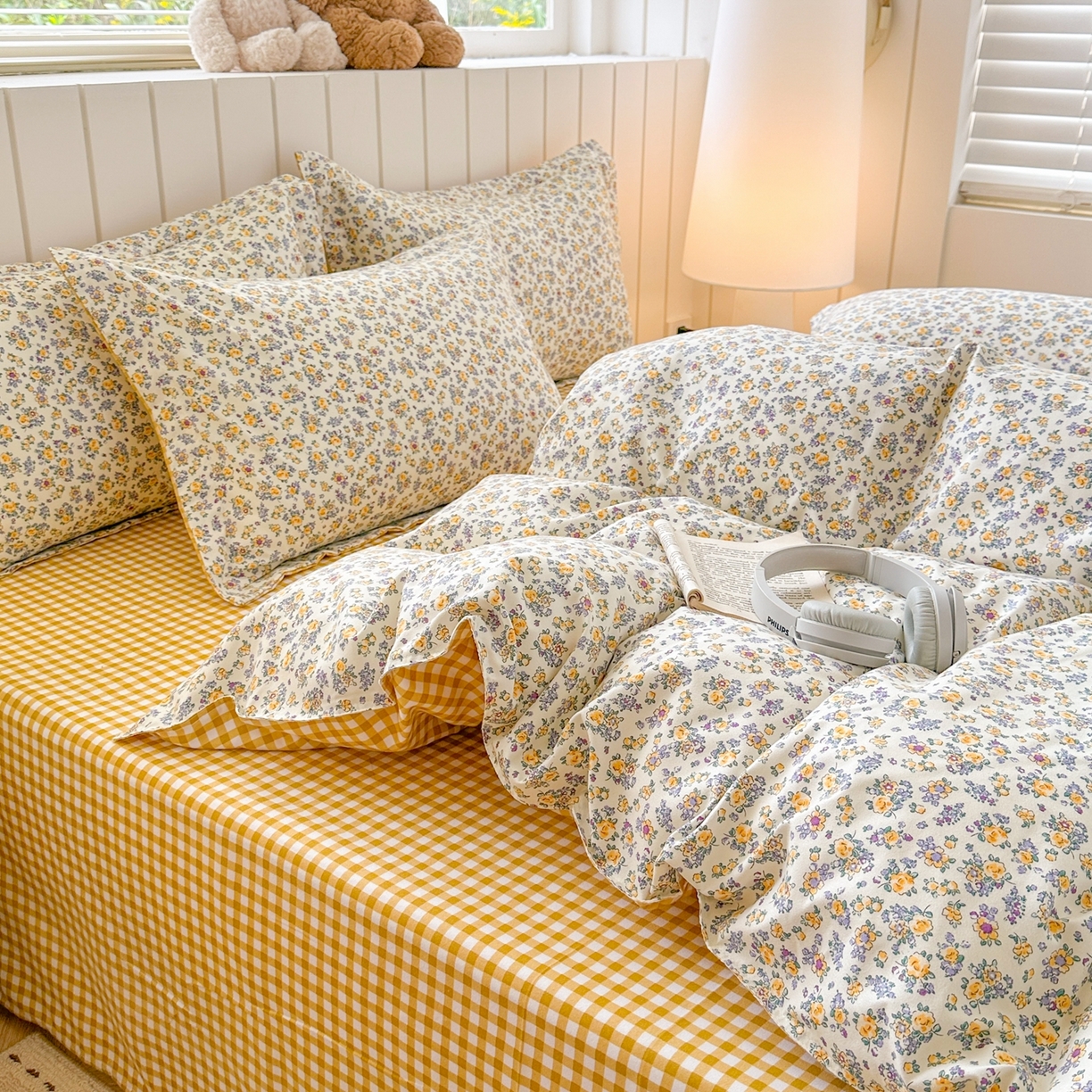 91家纺网 家纺一手货源 找家纺  简冠家纺 2025直播爆款北欧风亲肤植物羊绒磨毛四件套 花野仙踪