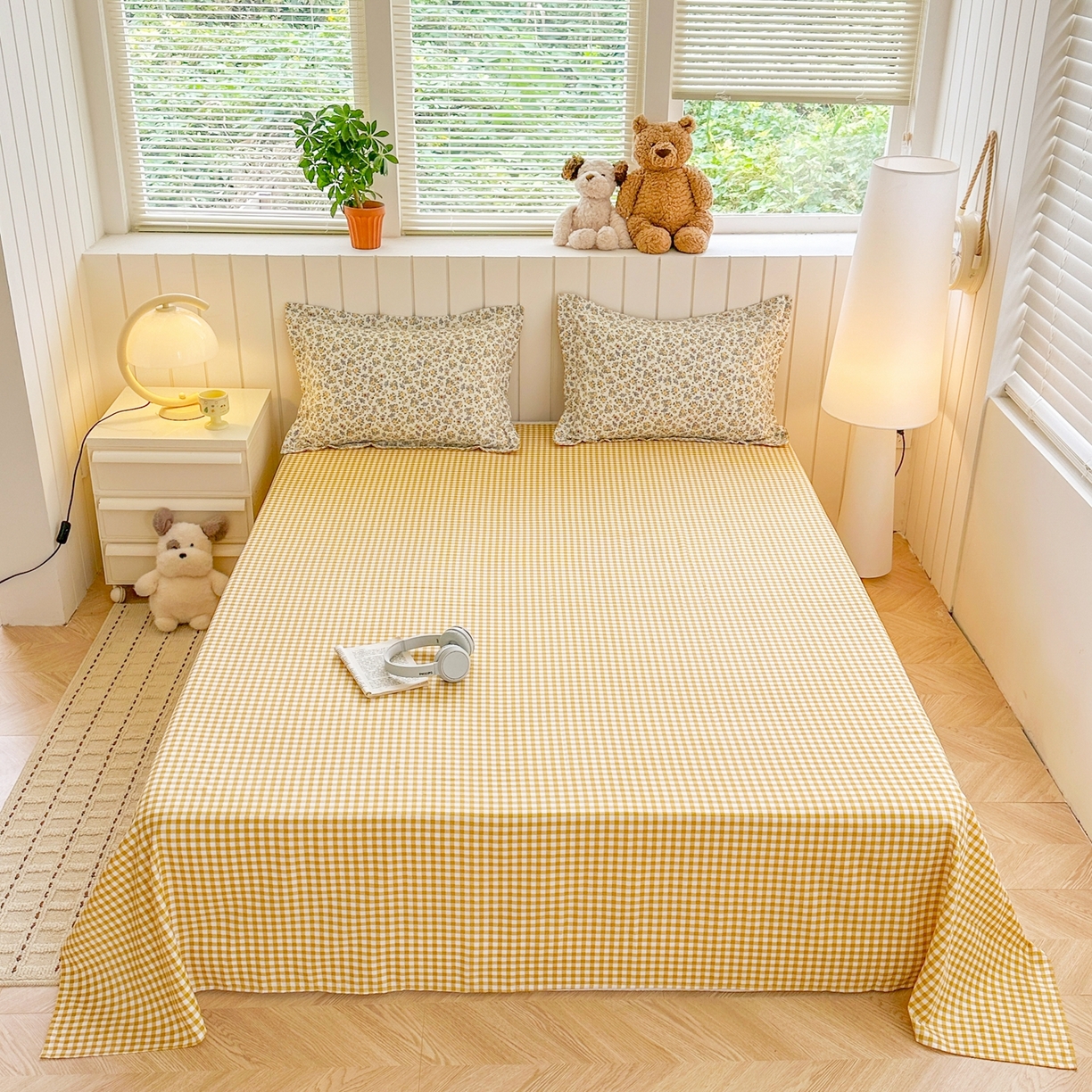 91家纺网 家纺一手货源 找家纺  简冠家纺 2025直播爆款北欧风亲肤植物羊绒磨毛四件套 花野仙踪