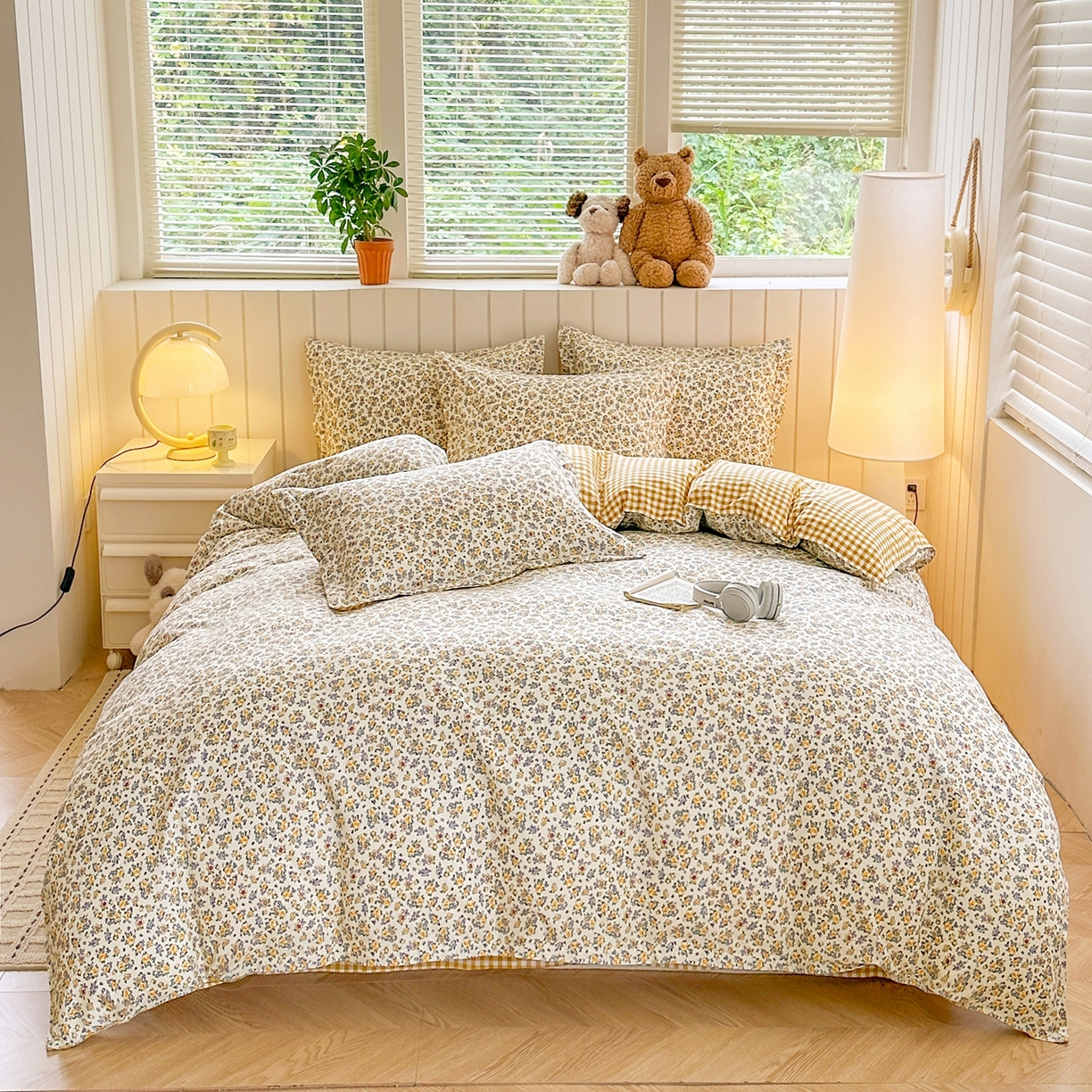 91家纺网 家纺一手货源 找家纺 （总）简冠 2025新款直播热款北欧风亲肤植物羊绒磨毛四件套 