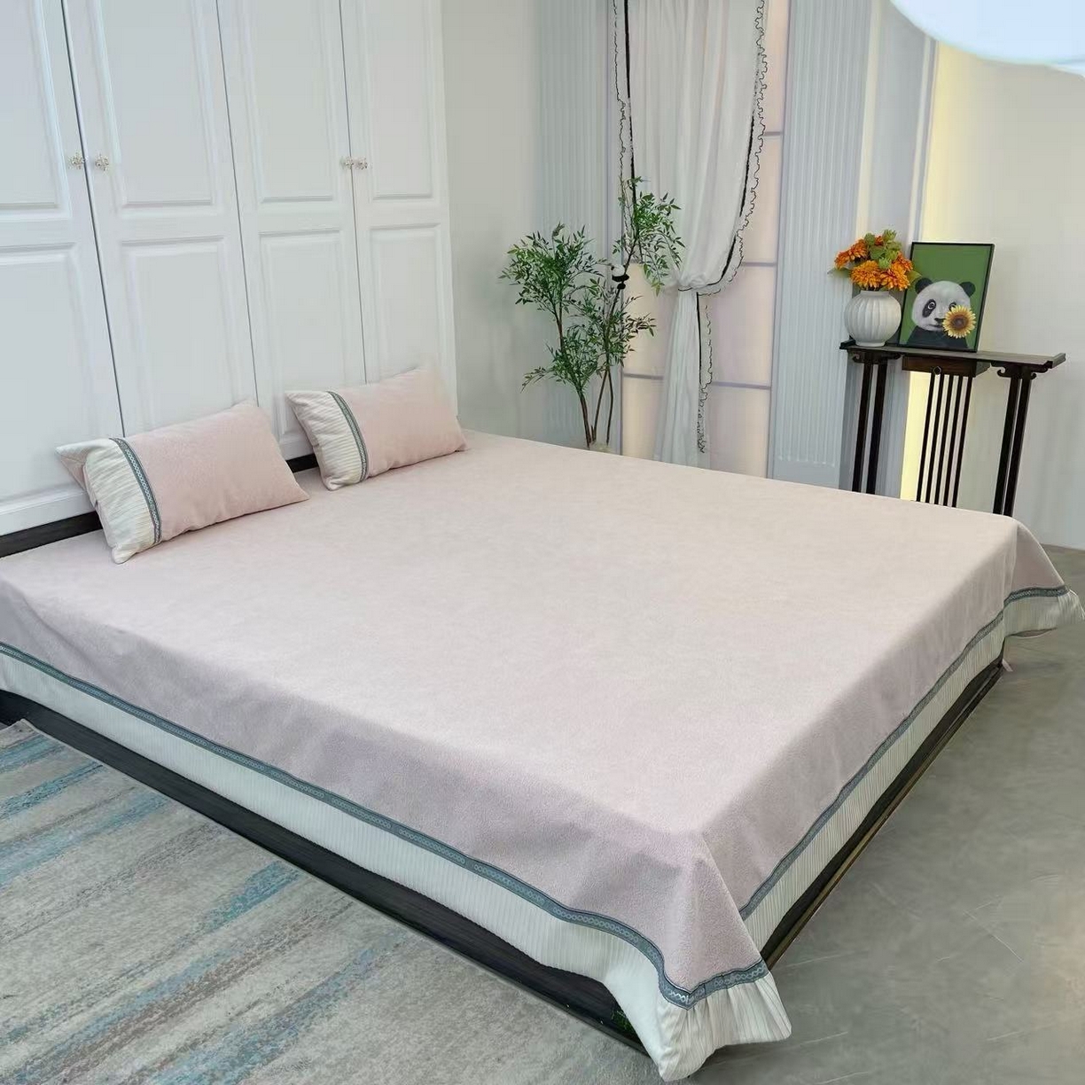 91家纺网 家纺一手货源 找家纺 （总）暖木杨 2025新款雪尼尔柔软亲肤床用床盖四季可用可机洗防滑耐磨-奶茶