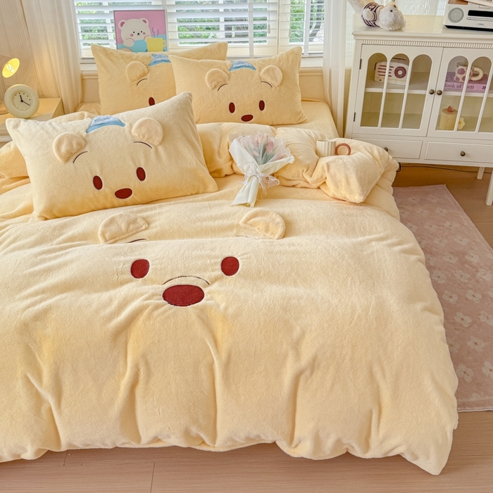 91家纺网 家纺一手货源 找家纺 （总）云木里 2025新款兔绒卡通刺绣手工四件套