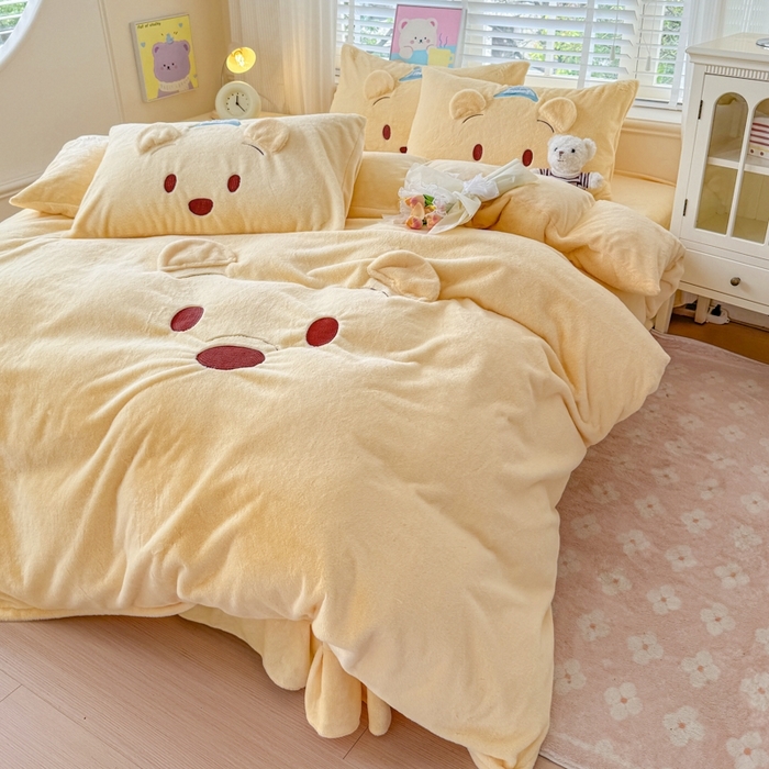 91家纺网 家纺一手货源 找家纺 （总）云木里 2025新款兔绒卡通刺绣手工四件套