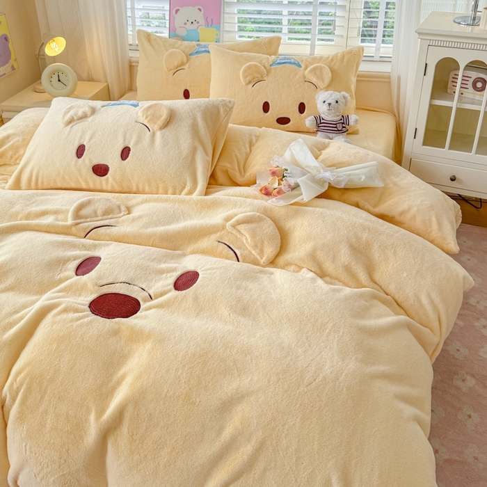 91家纺网 家纺一手货源 找家纺 （总）云木里 2025新款兔绒卡通刺绣手工四件套