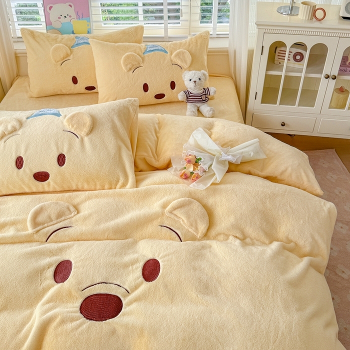 91家纺网 家纺一手货源 找家纺 （总）云木里 2025新款兔绒卡通刺绣手工四件套