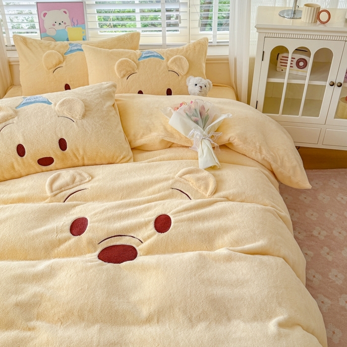 91家纺网 家纺一手货源 找家纺 （总）云木里 2025新款兔绒卡通刺绣手工四件套