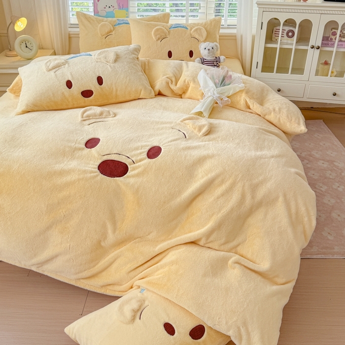 91家纺网 家纺一手货源 找家纺 （总）云木里 2025新款兔绒卡通刺绣手工四件套