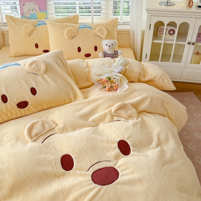 91家纺网 家纺一手货源 找家纺 （总）云木里 2025新款兔绒卡通刺绣手工四件套