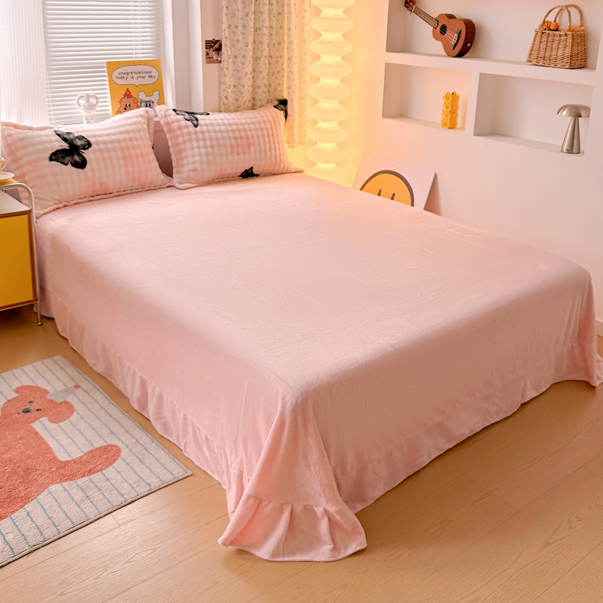 91家纺网 家纺一手货源 找家纺 （总）梦莱斯 2025新款泡泡绒豆豆绒加厚牛奶绒四件套 - 印花系列