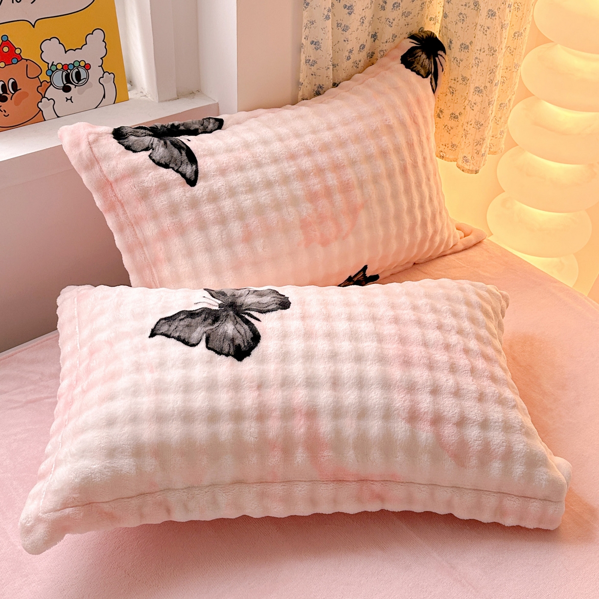 91家纺网 家纺一手货源 找家纺 （总）梦莱斯 2025新款泡泡绒豆豆绒加厚牛奶绒四件套 - 印花系列