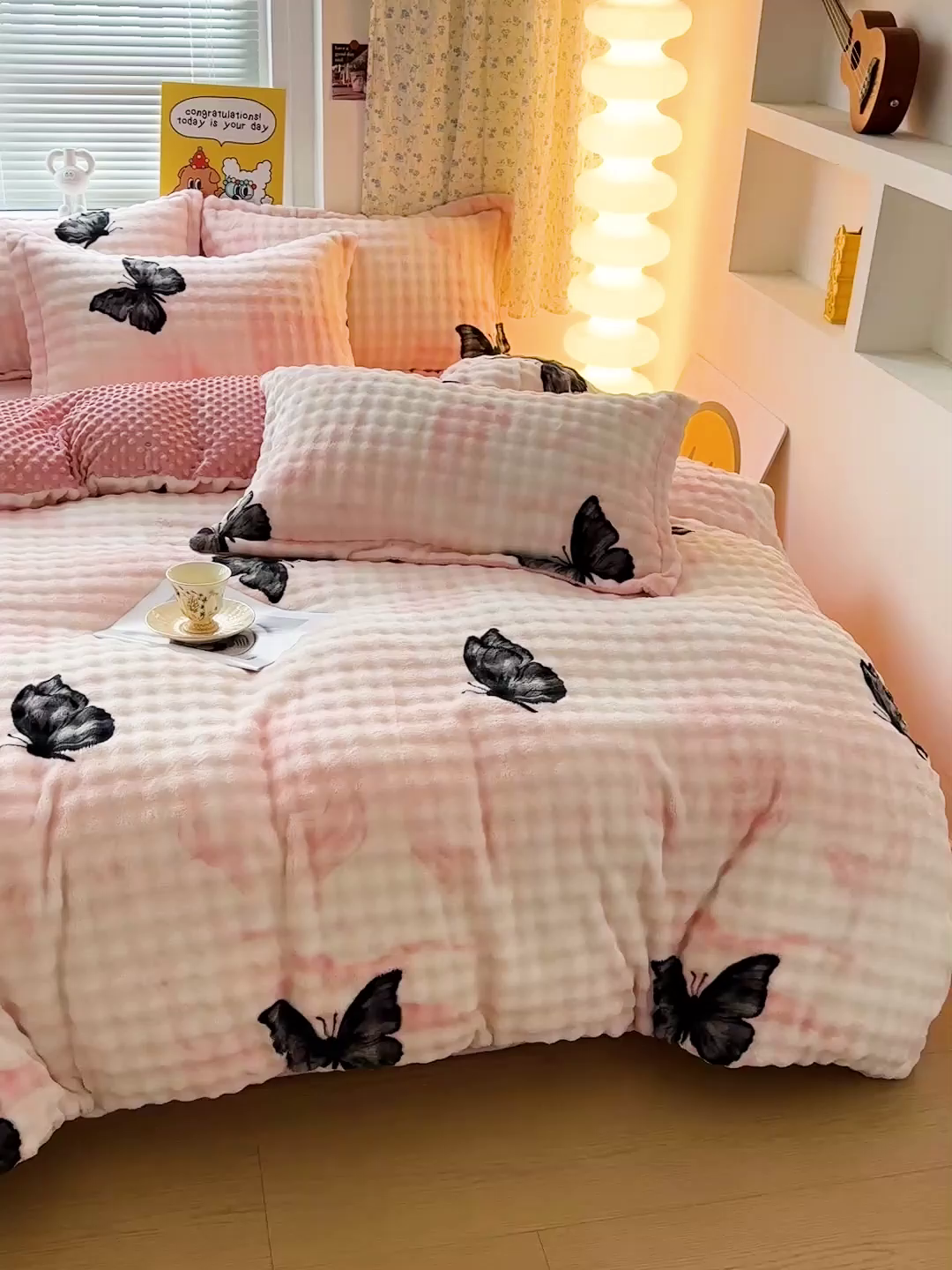 91家纺网 家纺一手货源 找家纺 （总）梦莱斯 2025新款泡泡绒豆豆绒加厚牛奶绒四件套 - 印花系列