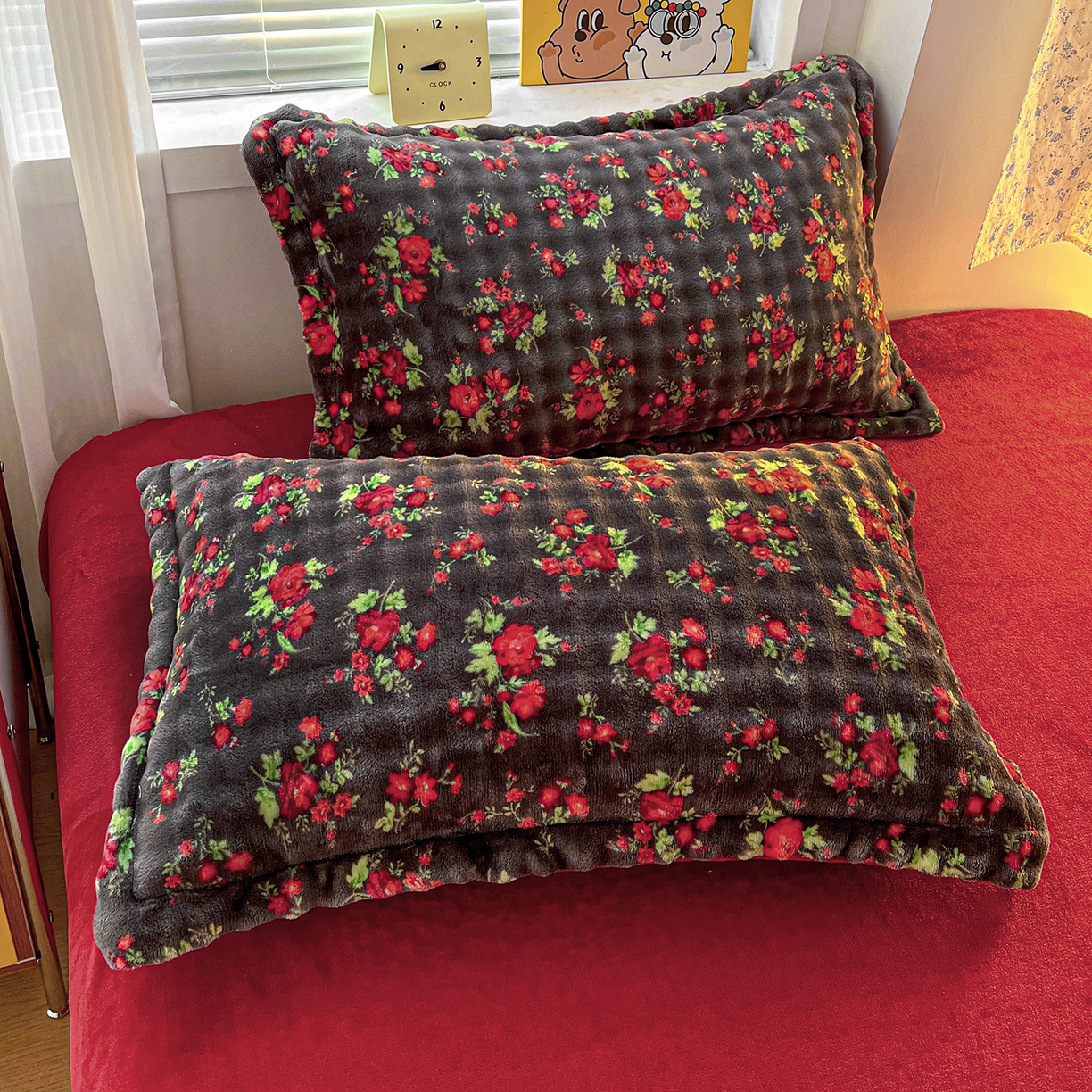 91家纺网 家纺一手货源 找家纺 梦莱斯 2025新款泡泡绒豆豆绒加厚牛奶绒四件套 - 印花系列 花妖