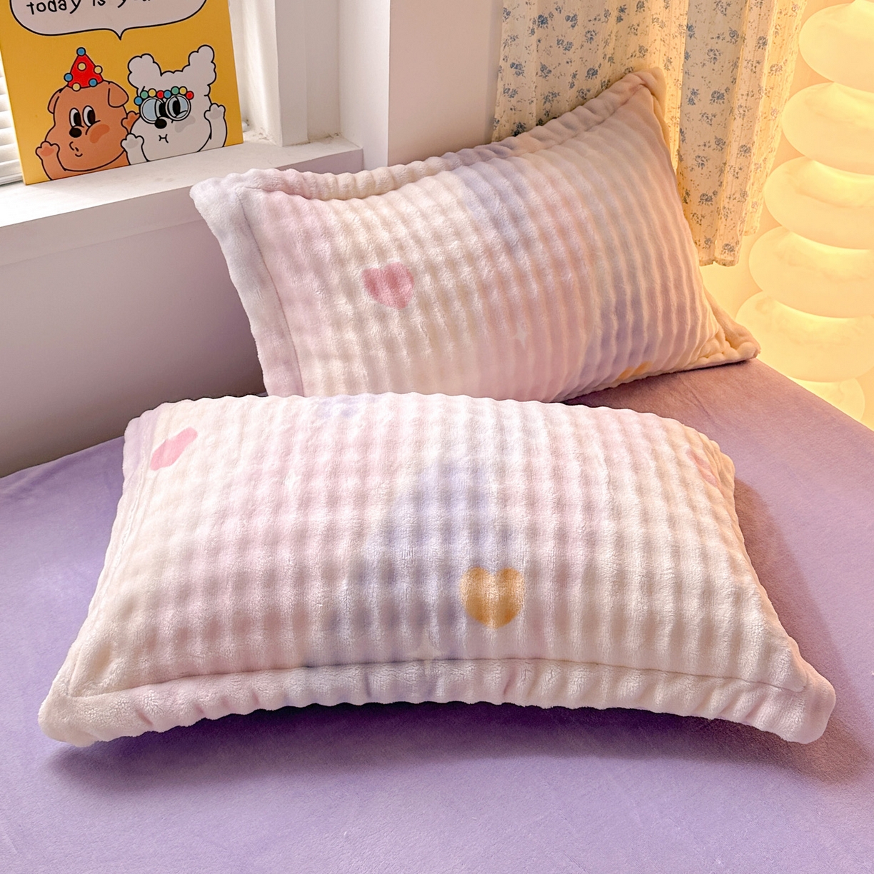 91家纺网 家纺一手货源 找家纺 梦莱斯 2025新款泡泡绒豆豆绒加厚牛奶绒四件套 - 印花系列 炫彩紫