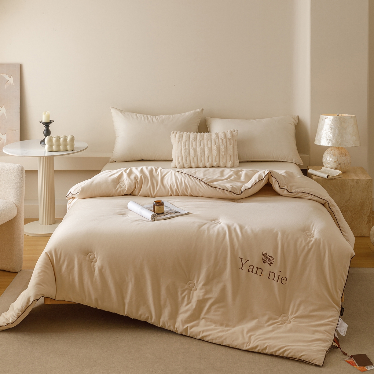 91家纺网 家纺一手货源 找家纺 米洛贝伊 2025新款羊焰焰欧洲羊毛被子被芯冬被 蜜合