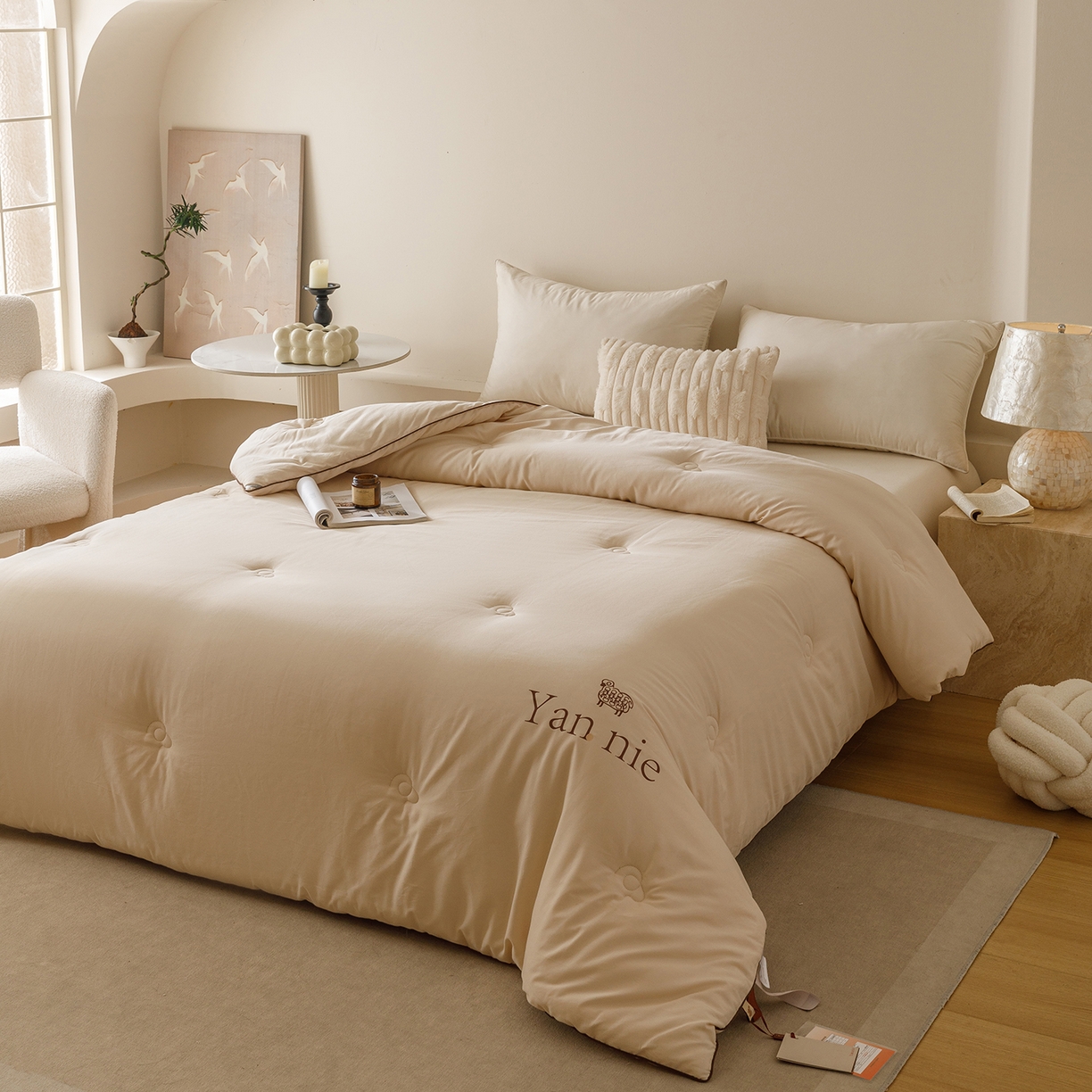 91家纺网 家纺一手货源 找家纺 米洛贝伊 2025新款羊焰焰欧洲羊毛被子被芯冬被 蜜合