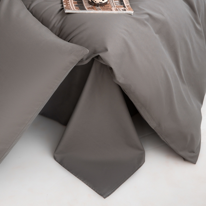 91家纺网 家纺一手货源 找家纺 寝柔家纺 2025新款60S纯色长绒棉磨毛素色四件套床单床笠款 碳木灰