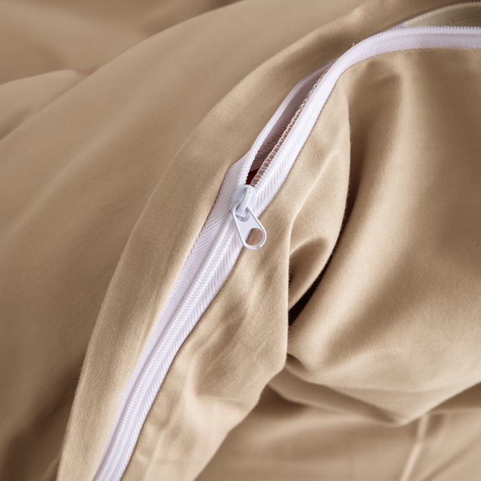 91家纺网 家纺一手货源 找家纺 寝柔家纺 2025新款60S纯色长绒棉磨毛素色四件套床单床笠款 杏驼