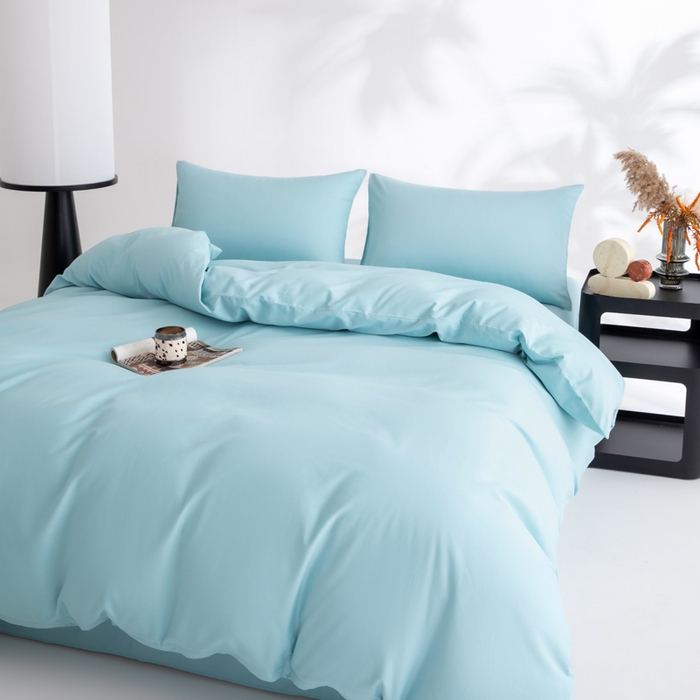 91家纺网 家纺一手货源 找家纺 寝柔家纺 2025新款60S纯色长绒棉磨毛素色四件套床单床笠款 水波兰