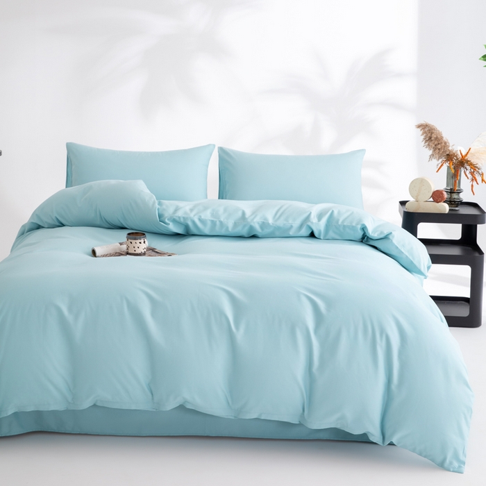 91家纺网 家纺一手货源 找家纺 寝柔家纺 2025新款60S纯色长绒棉磨毛素色四件套床单床笠款 水波兰