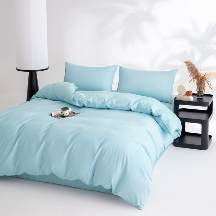 91家纺网 家纺一手货源 找家纺 寝柔家纺 2025新款60S纯色长绒棉磨毛素色四件套床单床笠款 水波兰