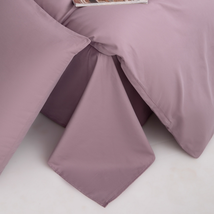 91家纺网 家纺一手货源 找家纺 寝柔家纺 2025新款60S纯色长绒棉磨毛素色四件套床单床笠款 魅力紫